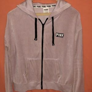 Pink velvet hoodie